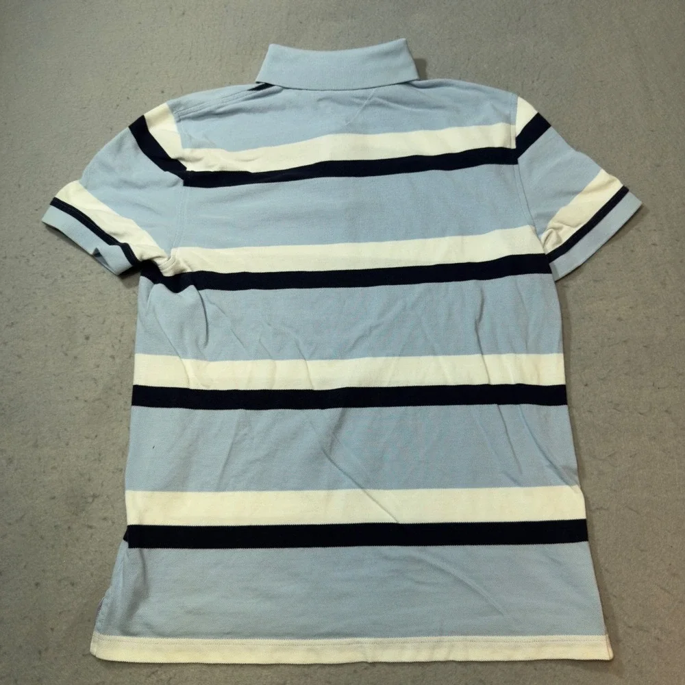 Tommy Hilfiger Mens Classic Fit Striped Polo Shirt Light Blue Navy‎ White Size M